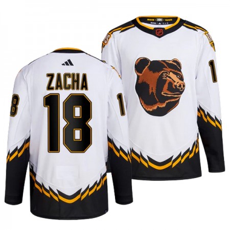 Mænd NHL Boston Bruins Trøje Pavel Zacha 18 Adidas 2022-23 Hvid Reverse Retro 2.0 Authentic